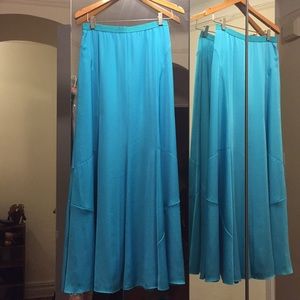 Ann Taylor silky long classy turquoise skirt